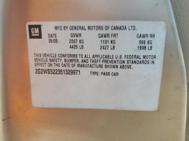 2G2WS522351329971 - 2005 PONTIAC GRAND PRIX GT TAN photo 12