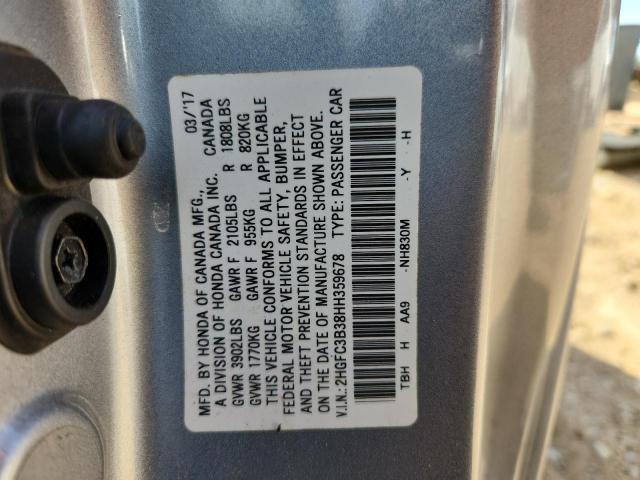 2HGFC3B38HH359678 - 2017 HONDA CIVIC EX SILVER photo 13