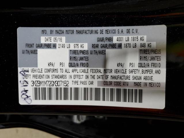 3MZBM1M72GM307152 - 2016 MAZDA 3 TOURING BLACK photo 12