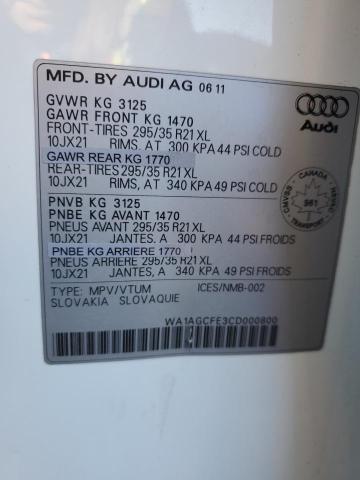WA1AGCFE3CD000800 - 2012 AUDI Q7 PRESTIGE თეთრი ფოტო 14