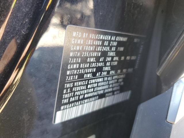 WVGAV7AX1CW535877 - 2012 VOLKSWAGEN TIGUAN S Սև լուսանկար 12