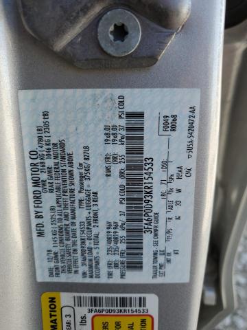 3FA6P0D93KR154533 - 2019 FORD FUSION TITANIUM Gümüş foto 12