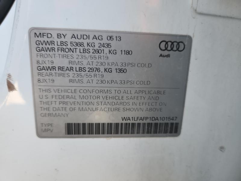 WA1LFAFP1DA101547 - 2013 AUDI Q5 PREMIUM PLUS თეთრი ფოტო 12