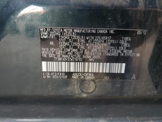 2T3BF4DV3CW218762 - 2012 TOYOTA RAV4 Grün Foto 13