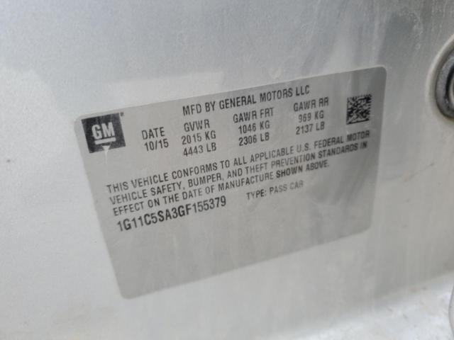 1G11C5SA3GF155379 - 2016 CHEVROLET MALIBU LIM LT 银色 照片 12