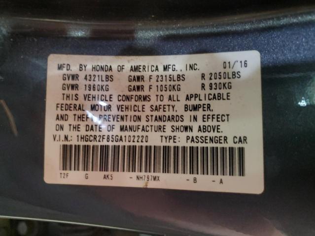1HGCR2F85GA102220 - 2016 HONDA ACCORD EXL 灰色 照片 12