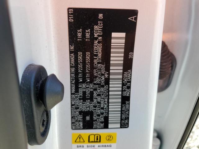 2T2ZZMCA4KC131705 - 2019 LEXUS RX 350 BASE Белый фото 13
