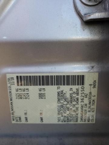 1N4AA6AV4KC362550 - 2019 NISSAN MAXIMA S SILVER photo 12