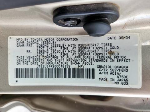 JTEZU14R950048139 - 2005 TOYOTA 4RUNNER SR5 Qəhvəyi foto 13