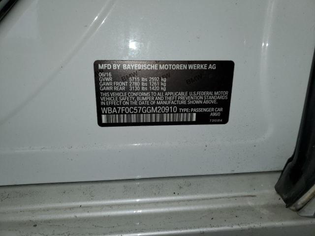 WBA7F0C57GGM20910 - 2016 BMW 750 I WHITE photo 12