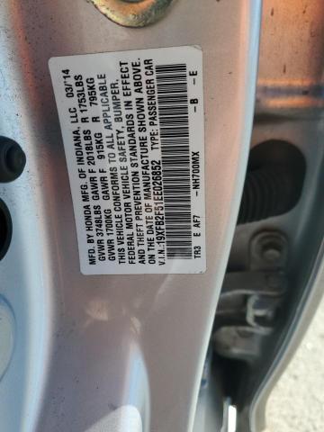 19XFB2F51EE026852 - 2014 HONDA CIVIC LX SILVER photo 12