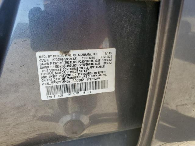 5FNYF3H57EB008821 - 2014 HONDA PILOT EXL SILVER photo 13