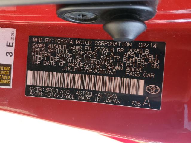 JTKJF5C73E3085763 - 2014 TOYOTA SCION TC 红色 照片 12