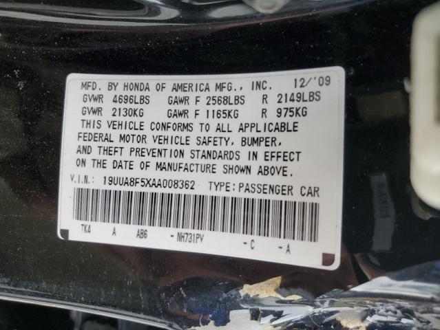 19UUA8F5XAA008362 - 2010 ACURA TL BLACK photo 12