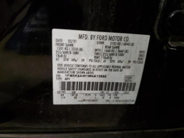 1FM5K8AW1MNA13880 - 2021 FORD EXPLORER POLICE INTERCEPTOR Qara foto 13