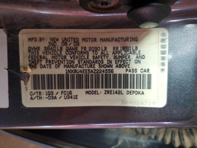 1NXBU4EE5AZ224556 - 2010 TOYOTA COROLLA BASE GRAY photo 12