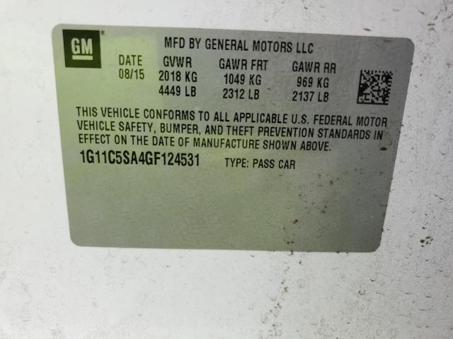 1G11C5SA4GF124531 - 2016 CHEVROLET MALIBU LIM LT Ақ фото 12