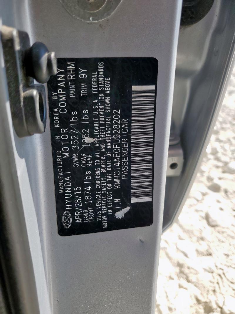 KMHCT4AE0FU928202 - 2015 HYUNDAI ACCENT GLS 灰色 照片 12