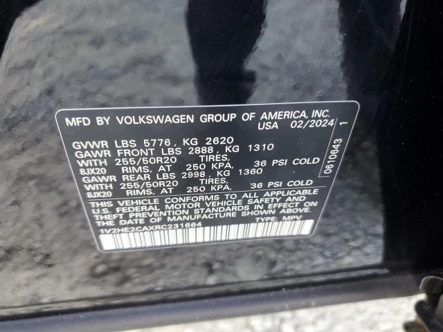 1V2HE2CAXRC231664 - 2024 VOLKSWAGEN ATLAS CROS SE Чорний фото 13