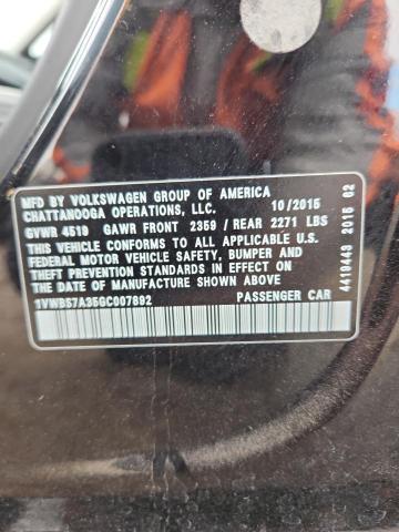 1VWBS7A35GC007892 - 2016 VOLKSWAGEN PASSAT SE BLACK photo 12