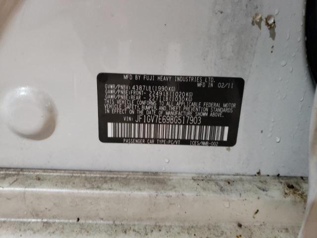 JF1GV7E69BG517903 - 2011 SUBARU IMPREZA WRX WHITE photo 12