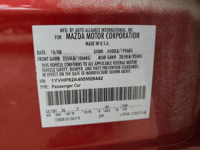 1YVHP82A495M28442 - 2009 MAZDA 6 I RED photo 13