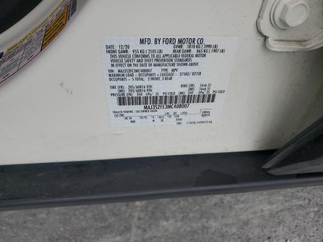 MAJ3S2FE3MC408007 - 2021 FORD ECOSPORT S WHITE photo 13