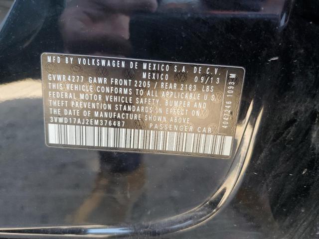 3VWD17AJ2EM376487 - 2014 VOLKSWAGEN JETTA SE შავი ფოტო 12
