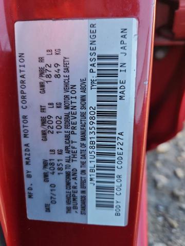 JM1BL1U58B1359802 - 2011 MAZDA 3 S Կարմիր լուսանկար 13