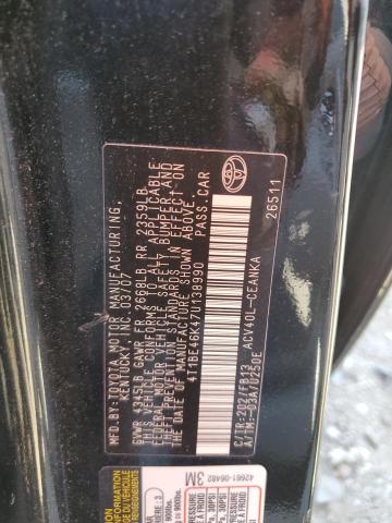 4T1BE46K47U138990 - 2007 TOYOTA CAMRY CE BLACK photo 12