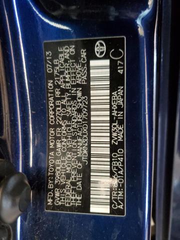 JTDKN3DUXD1709723 - 2013 TOYOTA PRIUS 蓝色 照片 12