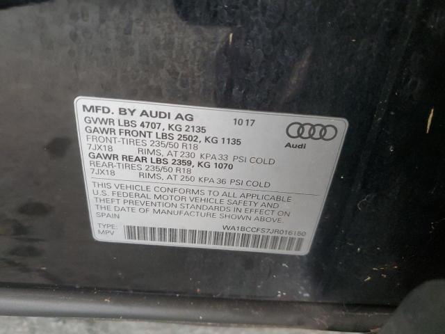 WA1BCCFS7JR016150 - 2018 AUDI Q3 PREMIUM Қара фото 13