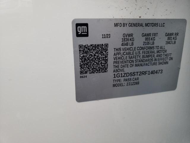 1G1ZD5ST2RF140473 - 2024 CHEVROLET MALIBU LT WHITE photo 13