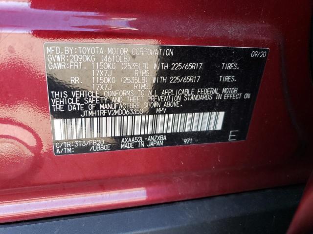 JTMH1RFV2MD063350 - 2021 TOYOTA RAV4 LE Rot Foto 13
