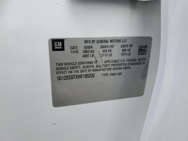1G1ZE5STXHF185222 - 2017 CHEVROLET MALIBU LT WHITE photo 12