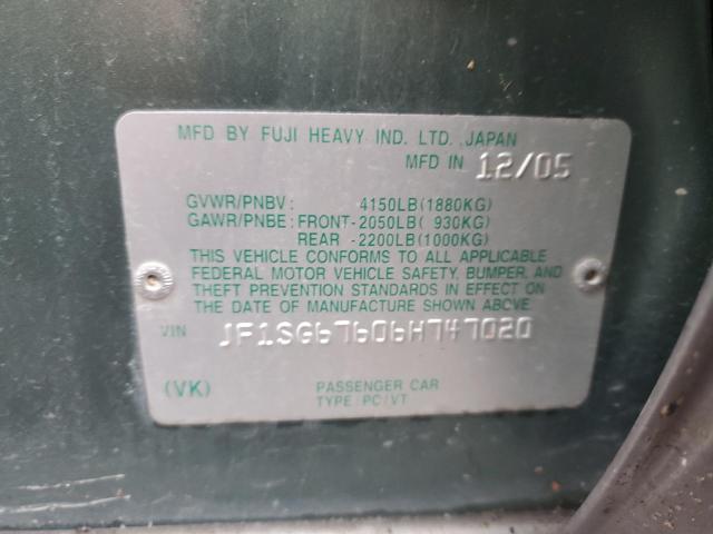 JF1SG67606H747020 - 2006 SUBARU FORESTER 2.5X LL BEAN GREEN photo 12