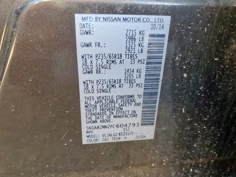 5N1AR2MN2FC604793 - 2015 NISSAN PATHFINDER S Қоңыр фото 13