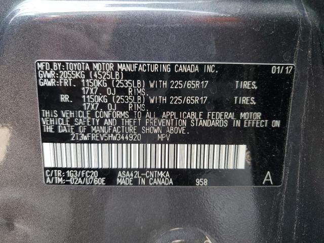 2T3WFREV5HW344920 - 2017 TOYOTA RAV4 XLE GRAY photo 14