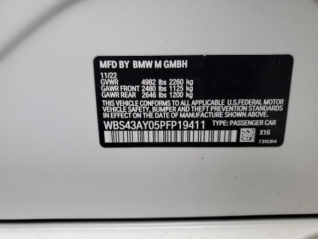 WBS43AY05PFP19411 - 2023 BMW M3 COMPETITION WHITE photo 12