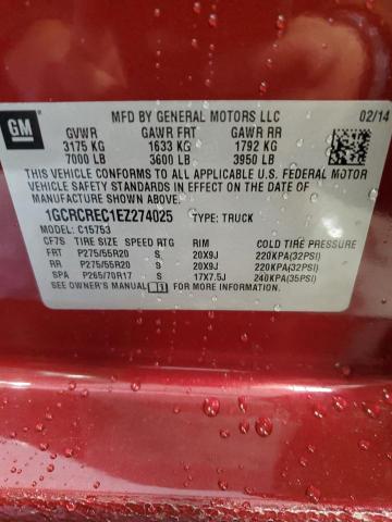 1GCRCREC1EZ274025 - 2014 CHEVROLET SILVERADO C1500 LT BURGUNDY photo 13