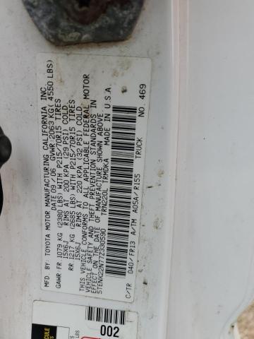 5TENX22N77Z330590 - 2007 TOYOTA TACOMA თეთრი ფოტო 12