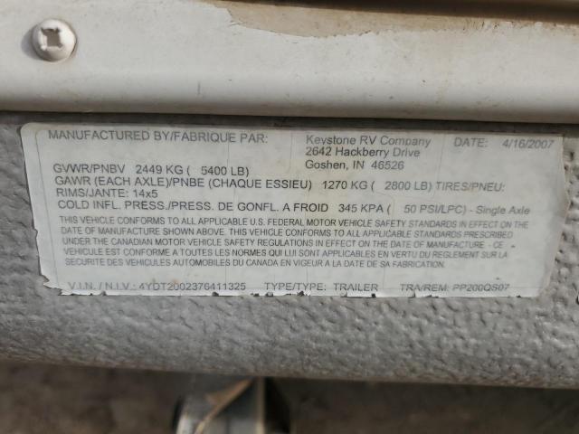 4YDT2002376411325 - 2007 KEYSTONE PASSPORT WHITE photo 10