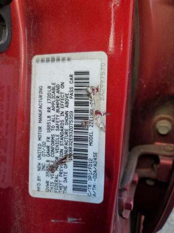 1NXBR32E93Z075359 - 2003 TOYOTA COROLLA CE RED photo 12