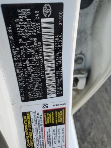 4T1B11HKXKU276260 - 2019 TOYOTA CAMRY L 白色 照片 13
