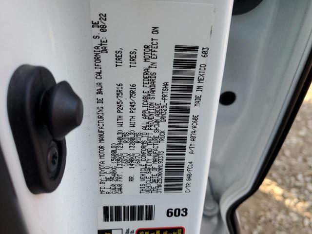 3TMAZ5CNXNM193373 - 2022 TOYOTA TACOMA DOUBLE CAB WHITE photo 12