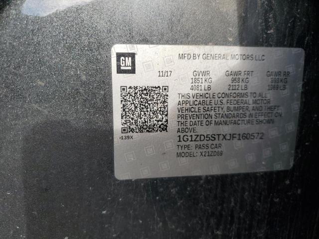 1G1ZD5STXJF160572 - 2018 CHEVROLET MALIBU LT Gri fotoğraf 12