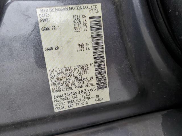 1N4AL3AP1GN383765 - 2016 NISSAN ALTIMA 2.5 银色 照片 12