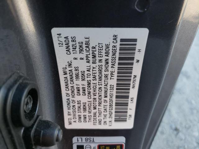 2HGFG3B53FH511322 - 2015 HONDA CIVIC LX 灰色 照片 12