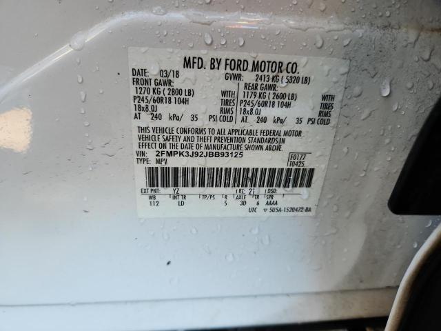 2FMPK3J92JBB93125 - 2018 FORD EDGE SEL Blanc photo 14