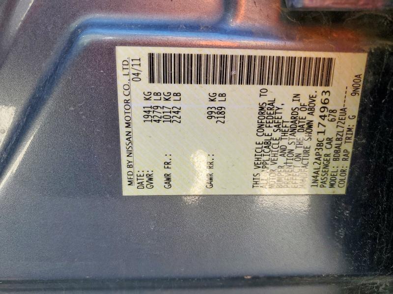 1N4AL2AP3BC174963 - 2011 NISSAN ALTIMA BASE SILVER photo 12